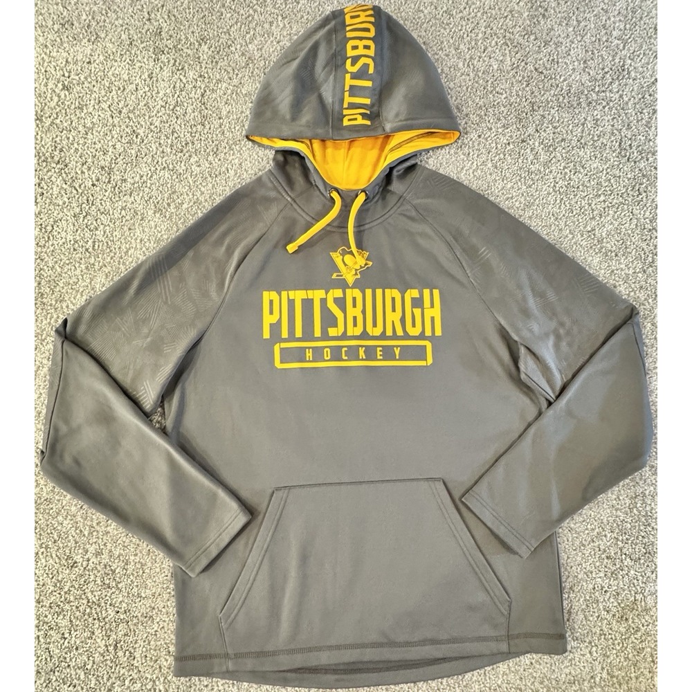 Fanatics Pittsburgh Penguins Hoodie Mens Large Gray Pullover Sweatshirt NHL